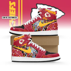 Gleammerch Kansas City Chiefs AJ1 High Sneakers Shoes For Men And Women