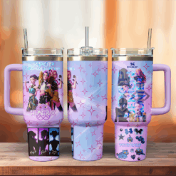 Gleammerch Huntrix x Kpop Demon Hunters Music Custom Stanley Quencher 40oz Stainless Steel Tumbler With Handle - Style 1