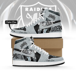 Gleammerch Las Vegas Raiders AJ1 High Sneakers Shoes For Men And Women