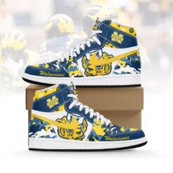Gleammerch Michigan Wolverines AJ1 High Sneakers Shoes For Men And Women