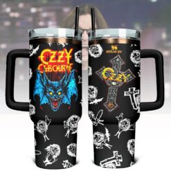 Gleammerch Ozzy Osbourne Custom Stanley Quencher 40oz Stainless Steel Tumbler With Handle