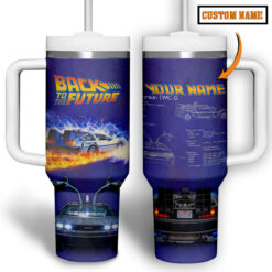 Gleammerch Back to the Future Custom Stanley Quencher 40oz Stainless Steel Tumbler With Handle