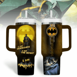 Gleammerch Batman Custom Stanley Quencher 40oz Stainless Steel Tumbler With Handle