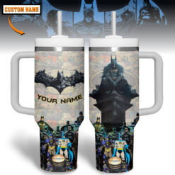 Gleammerch Batman Custom Stanley Quencher 40oz Stainless Steel Tumbler With Handle