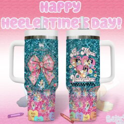 Gleammerch Bluey Custom Stanley Quencher 40oz Stainless Steel Tumbler With Handle