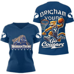 Gleammerch Brigham Young Cougars V-neck T-Shirt Gift For Fan