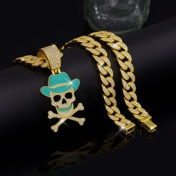 Gleammerch Cowboy Skeleton Skull Necklace Bling Gifts For Fans