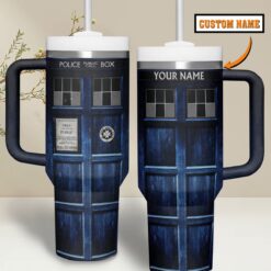 Gleammerch Doctor Who Custom Stanley Quencher 40oz Stainless Steel Tumbler With Handle