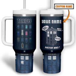 Gleammerch Doctor Who Custom Stanley Quencher 40oz Stainless Steel Tumbler With Handle