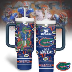 Gleammerch Florida Gators Custom Stanley Quencher 40oz Stainless Steel Tumbler With Handle