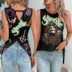 Gleammerch Ghost Cut Out Wrap Back Tank Top