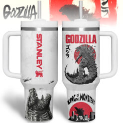 Gleammerch Godzilla Custom Stanley Quencher 40oz Stainless Steel Tumbler With Handle
