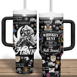 Gleammerch Hank Williams Jr. Custom Stanley Quencher 40oz Stainless Steel Tumbler With Handle