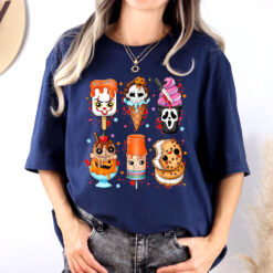 Gleammerch Horror Movie Characters Ice Cream T-Shirt Gifts For Fans