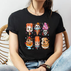 Gleammerch Horror Movie Characters Ice Cream T-Shirt Gifts For Fans