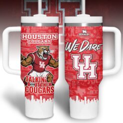 Gleammerch Houston Cougars Custom Stanley Quencher 40oz Stainless Steel Tumbler With Handle