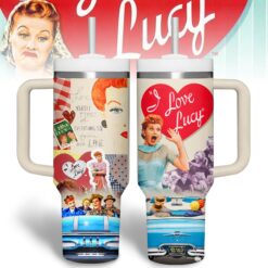 Gleammerch I Love Lucy Custom Stanley Quencher 40oz Stainless Steel Tumbler With Handle
