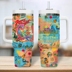 Gleammerch Jimmy Buffett Custom Stanley Quencher 40oz Stainless Steel Tumbler With Handle