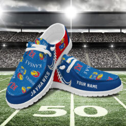 Gleammerch Kansas Jayhawks Personalized Hey Dude Shoes For Men And Women