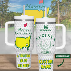 Gleammerch Masters Tournament Custom Stanley Quencher 40oz Stainless Steel Tumbler With Handle