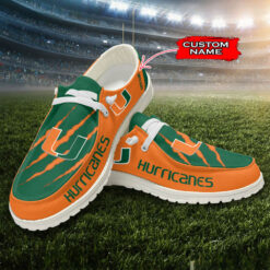 Gleammerch Miami Hurricanes Personalized Hey Dude Shoes For Men And Women