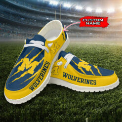 Gleammerch Michigan Wolverines Personalized Hey Dude Shoes For Men And Women