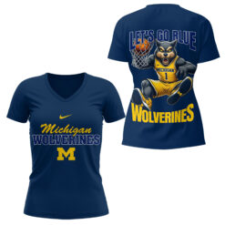 Gleammerch Michigan Wolverines V-neck T-Shirt Gift For Fan