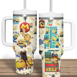 Gleammerch Minion Custom Stanley Quencher 40oz Stainless Steel Tumbler With Handle