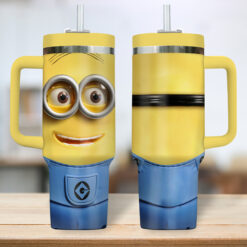 Gleammerch Minion Custom Stanley Quencher 40oz Stainless Steel Tumbler With Handle