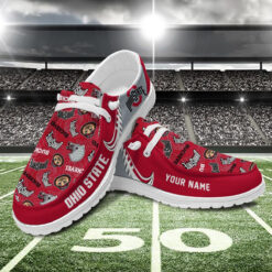 Gleammerch Ohio State Buckeyes Personalized Hey Dude Shoes For Men And Women
