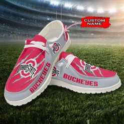 Gleammerch Ohio State Buckeyes Personalized Hey Dude Shoes For Men And Women