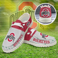 Gleammerch Ohio State Buckeyes Personalized Hey Dude Shoes For Men And Women