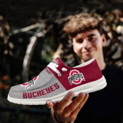 Gleammerch Ohio State Buckeyes Personalized Hey Dude Shoes For Men And Women