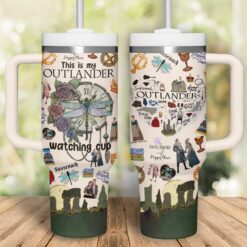 Gleammerch Outlander Custom Stanley Quencher 40oz Stainless Steel Tumbler With Handle