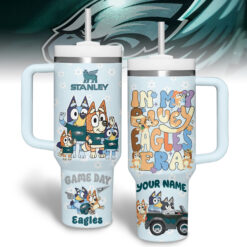 Gleammerch Philadelphia Eagles Custom Stanley Quencher 40oz Stainless Steel Tumbler With Handle