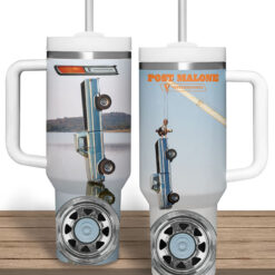 Gleammerch Post Malone Custom Stanley Quencher 40oz Stainless Steel Tumbler With Handle