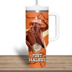 Gleammerch Post Malone Custom Stanley Quencher 40oz Stainless Steel Tumbler With Handle