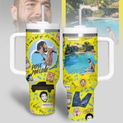 Gleammerch Post Malone Custom Stanley Quencher 40oz Stainless Steel Tumbler With Handle