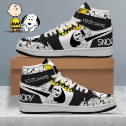 Gleammerch Snoopy AJ1 High Sneakers Shoes For Men And Women