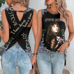 Gleammerch Stevie Nicks Cut Out Wrap Back Tank Top