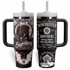 Gleammerch Supernatural Custom Stanley Quencher 40oz Stainless Steel Tumbler With Handle