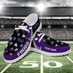 Gleammerch TCU Horned Frogs Personalized Hey Dude Shoes For Men And Women