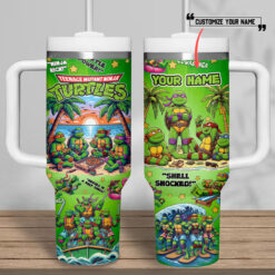 Gleammerch Teenage Mutant Ninja Turtles Custom Stanley Quencher 40oz Stainless Steel Tumbler With Handle