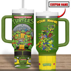 Gleammerch Teenage Mutant Ninja Turtles Custom Stanley Quencher 40oz Stainless Steel Tumbler With Handle