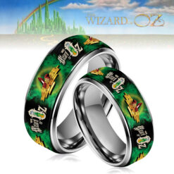 Gleammerch The Wizard of Oz Silver Tungsten Couples Rings