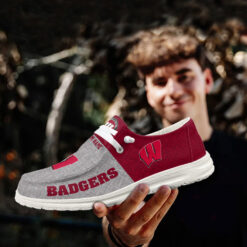 Gleammerch Wisconsin Badgers Personalized Hey Dude Shoes For Men And Women