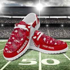 Gleammerch Wisconsin Badgers Personalized Hey Dude Shoes For Men And Women