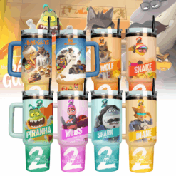 Gleammerch The Bad Guys 2 Cartoon Custom Stanley Quencher 40oz Stainless Steel Tumbler With Handle