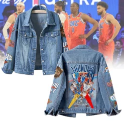 Gleammerch Oklahoma City Thunder x NBA Denim Jacket Gift For Fans