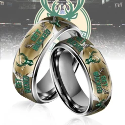 Gleammerch Milwaukee Bucks Silver Tungsten Rings Gift For Fans